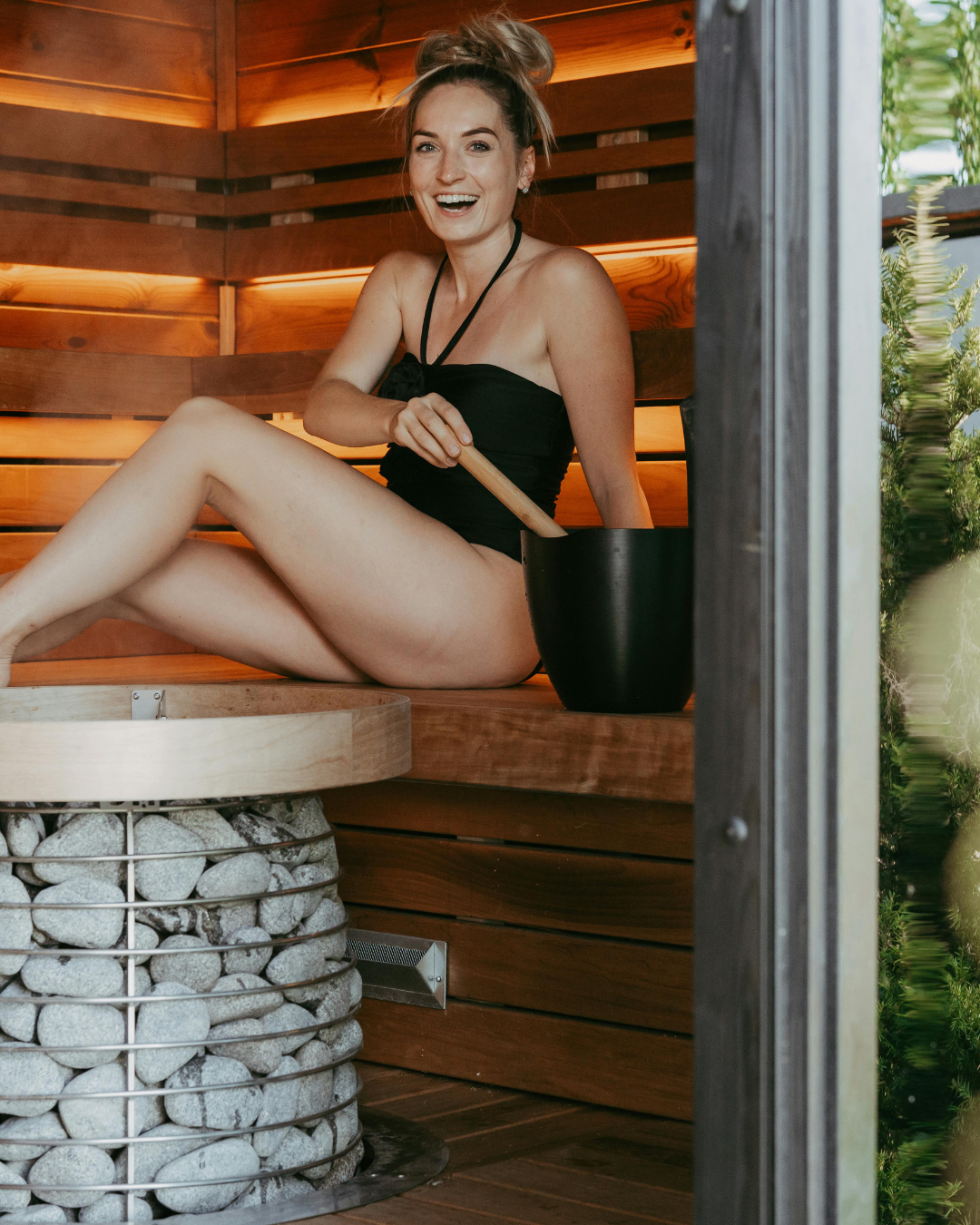 wood fired sauna near Southwold at Sauna Hus beside the lake in Suffolk