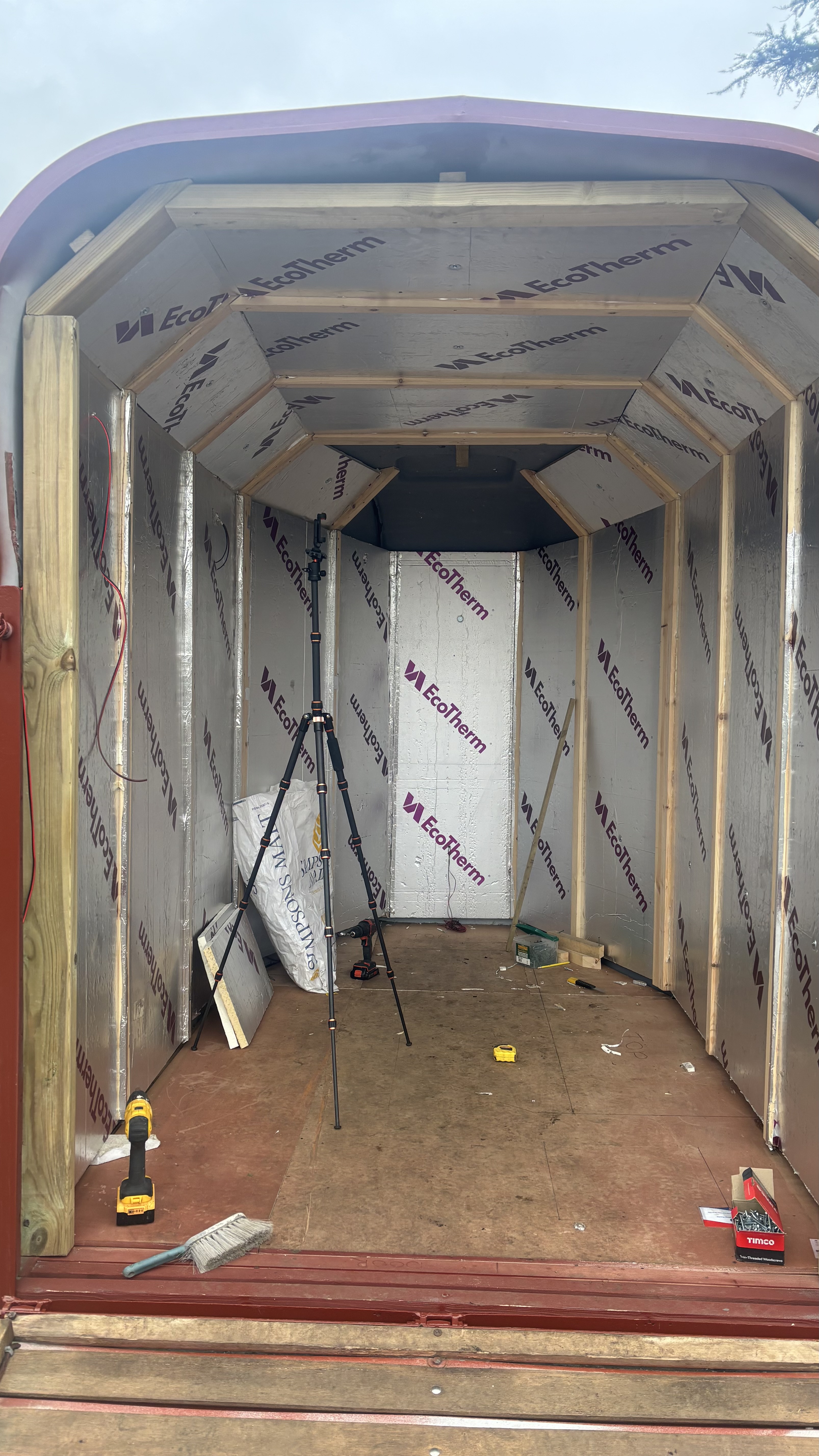 Premier Spruce cladding inside wood fired sauna in Suffolk