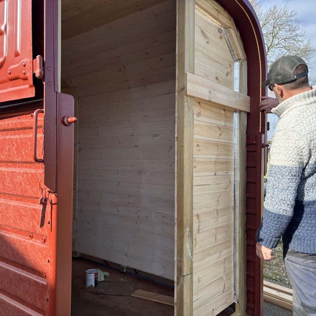 horse trailer sauna conversion progress