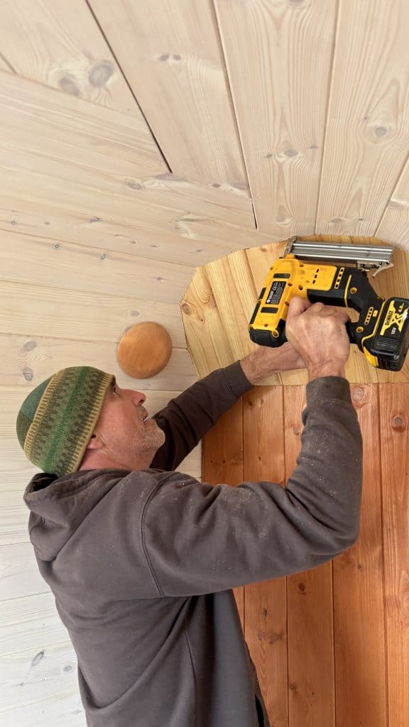 horsebox sauna build interior spruce cladding